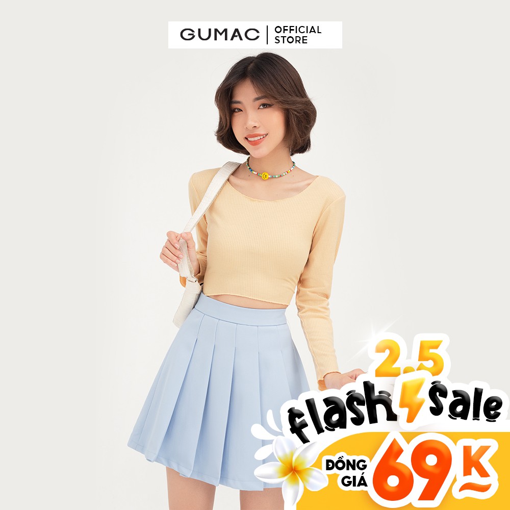 [Mã WABRGU100 giảm 15% đơn 249K tối đa 100k] Áo thun nữ croptop GUMAC màu be, thiết kế năng động cá tính mới ATB468 | BigBuy360 - bigbuy360.vn