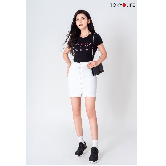 Áo T-Shirt Nữ TOKYOLIFE cổ tròn ngắn tay I9TSH522I