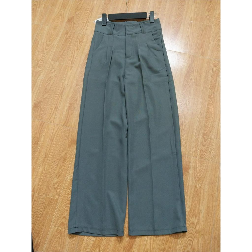 Quần ống rộng 6323 vải tuyết mưa 2 cúc dài cạp khoá trước lưng cao đỉa đôi