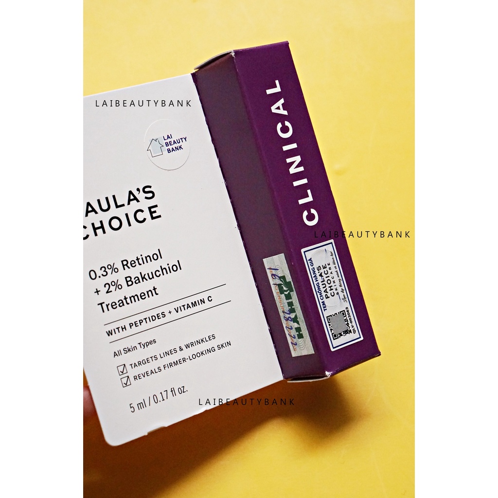 [5ml/30ml] Retinol chống lão hóa cho da nhạy cảm Paula's Choice Clinical 0.3% Retinol + 2% Bakuchiol