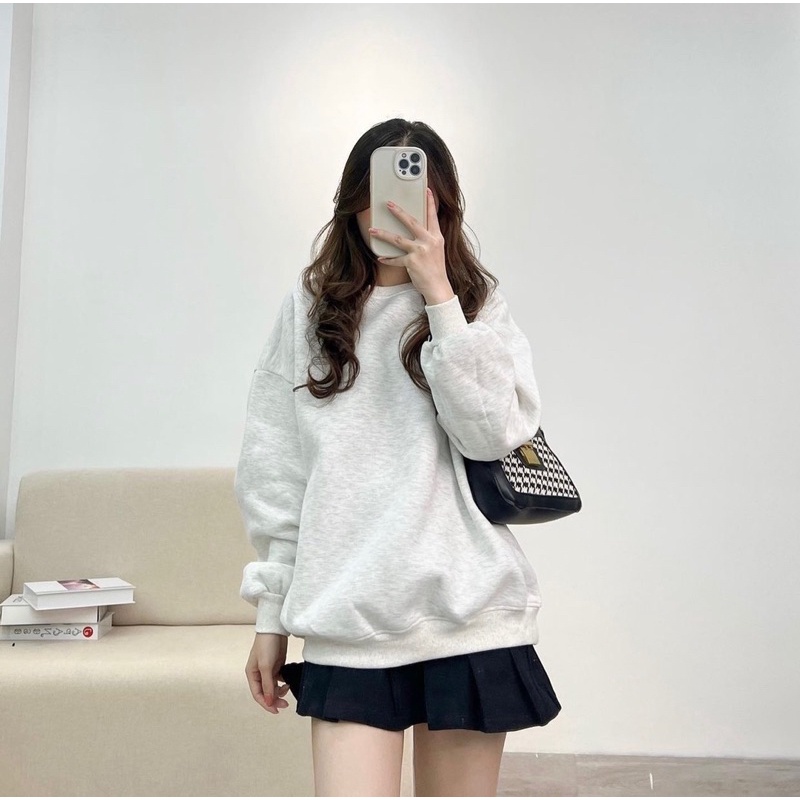 Áo sweater nỉ trơn from dáng rộng hàng Quảng Châu loại 1 - hàng có sẵn