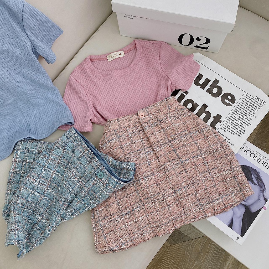 SET ÁO LEN CỔ TRÒN + CHÂN VÁY BỐ