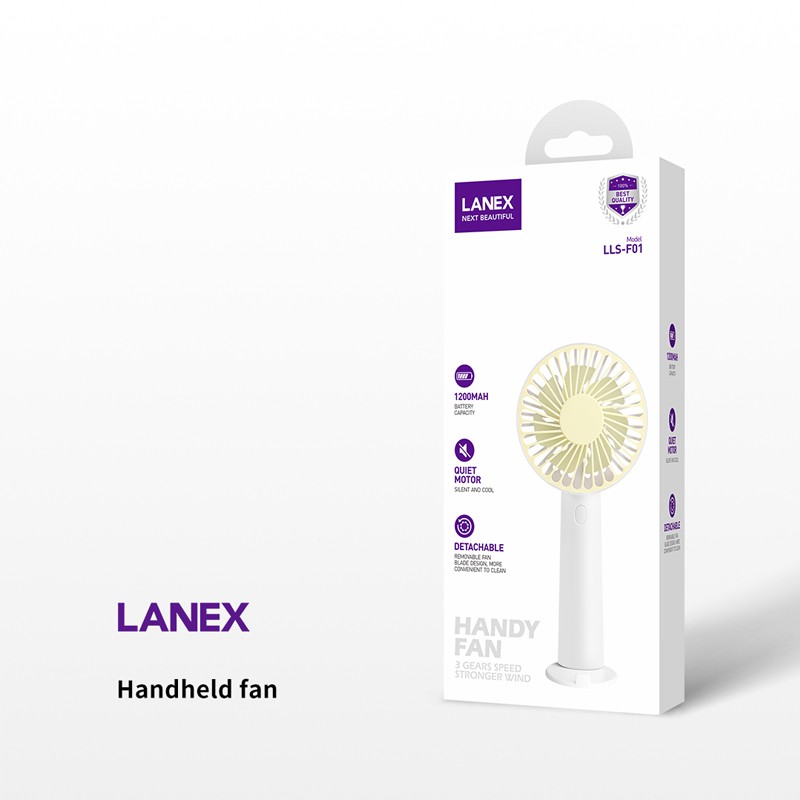 Quạt cầm tay mini Lanex LLS F01 4.4W kèm pin dự phòng 1200mah, giá đỡ | BigBuy360 - bigbuy360.vn