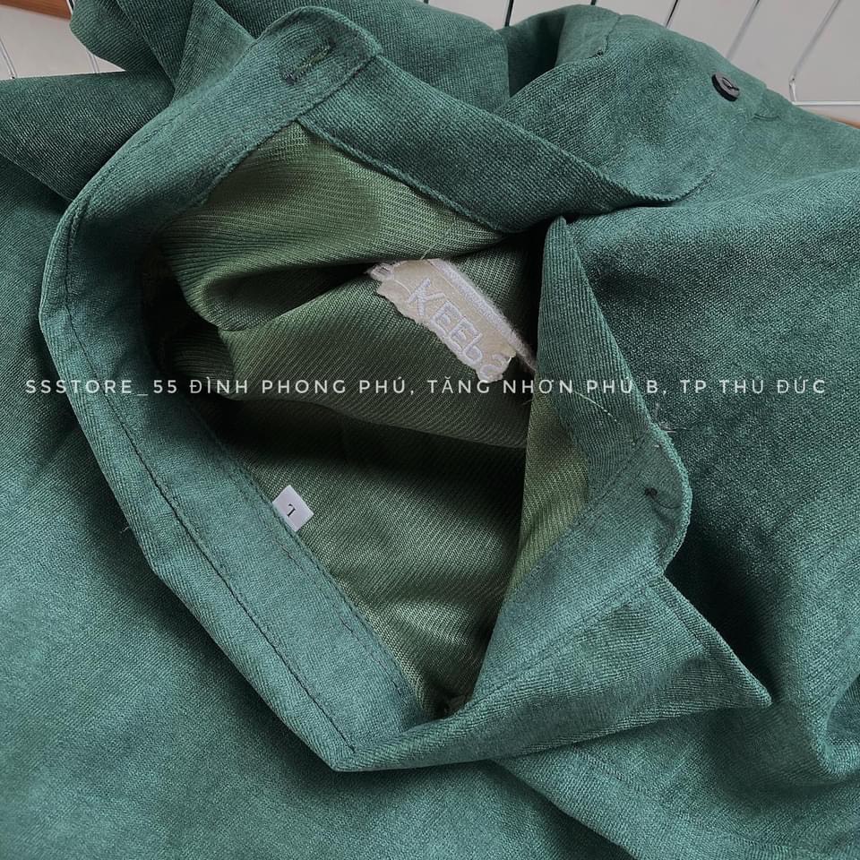Sơ mi nhung tăm rêu siêu hót form thụng 7C2T