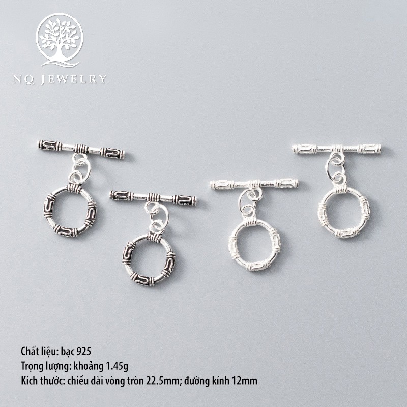 Charm bạc móc khóa tròn kết vòng tay, dây chuỗi - NQ Jewelry