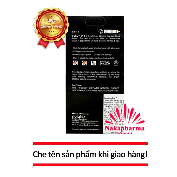 [CHE TÊN KHI GIAO] Bao cao su Feel 4 IN 1 | BCS Feel 4 IN 1