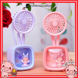 Quạt tích điện cầm tay kiêm đèn ngủ led, Quạt tích điện em bé,quạt cupid thiên thần kèm cáp sạc