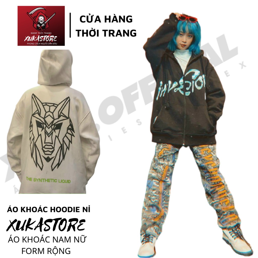 Áo khoác hoodie Đầu sư tử Hades XUKASTORE chất nỉ khoá kéo cotton trần bông 2 lớp form siêu rộng Unisex nam nữ | BigBuy360 - bigbuy360.vn