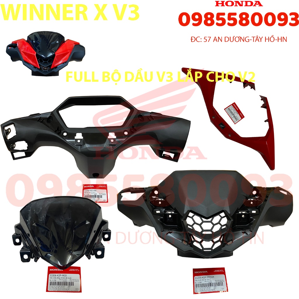 Bộ đầu Winner X 2022, NHựa đầu winner v3 hàng Honda chính hãng .có thể lắp cho Winner x v2