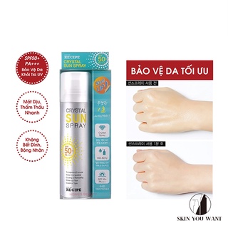 [HSD 2023] Xịt chống nắng Hàn Quốc [ RECIPE CRYSTAL SUN SPRAY SPF 50 + PA+++ ] 150ml