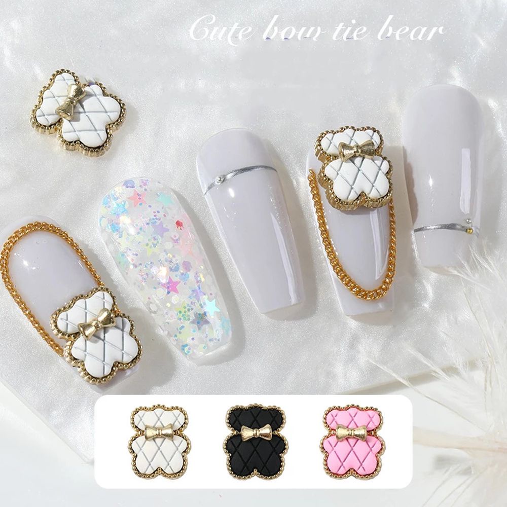 [Hàng mới về] Đồ trang trí móng tay hình gấu 3D bằng hợp kim xinh xắn