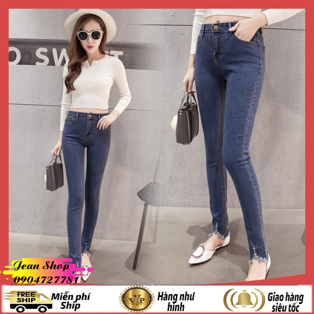 Quần Jean Nữ ĐẹpFREE SHIP Quần bò nữ hàng Quảng Châu cao cấp - Quần nữ ống bó cao cấp, gấu thêu cách điệu Q32