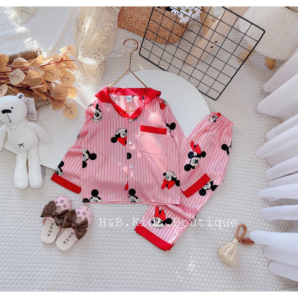 SALE PIJAMA DÀI TAY CHẤT GẤM THƯỢNG HẢI MỊN MÁT CHO BÉ GÁI SIZE 18-35KG(PJMD)