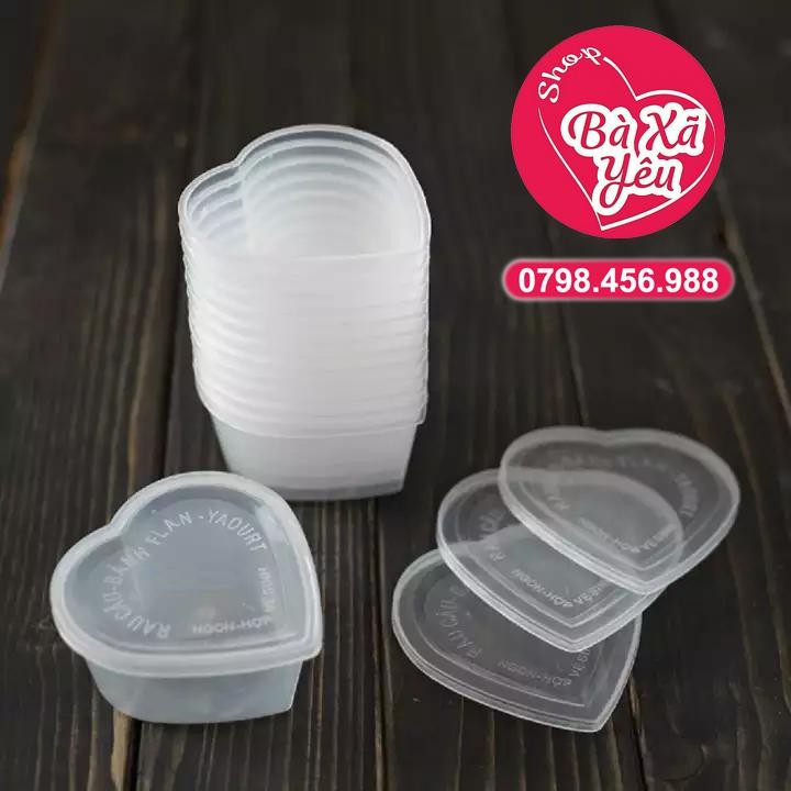 Bộ 150 Khuôn Làm Bánh Flan Rau Câu Sữa Chua Hình Trái Tim Có Nắp - BX2416