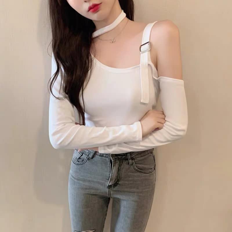 Aó Thun Dài Tay, Trễ Vai Chất Cotton Đẹp