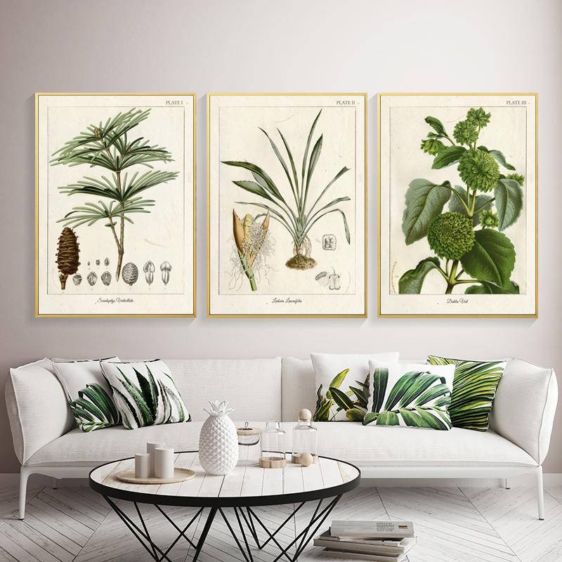 Tranh Vải Bạt Treo Tường In Hình Chậu Hoa Phong Cách Vintage Trang Trí Nhà Cửa