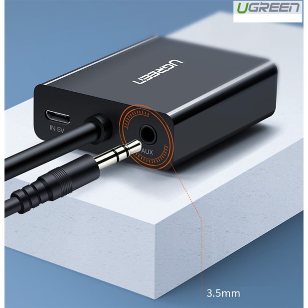 [Mã ELHACE giảm 4% đơn 300K] Cáp chuyển VGA to HDMI tích hợp Audio hỗ trợ Full HD Ugreen 60814