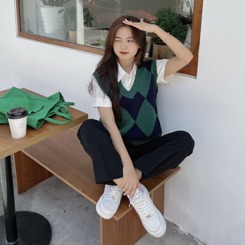 Áo gile len trám Ulzzang