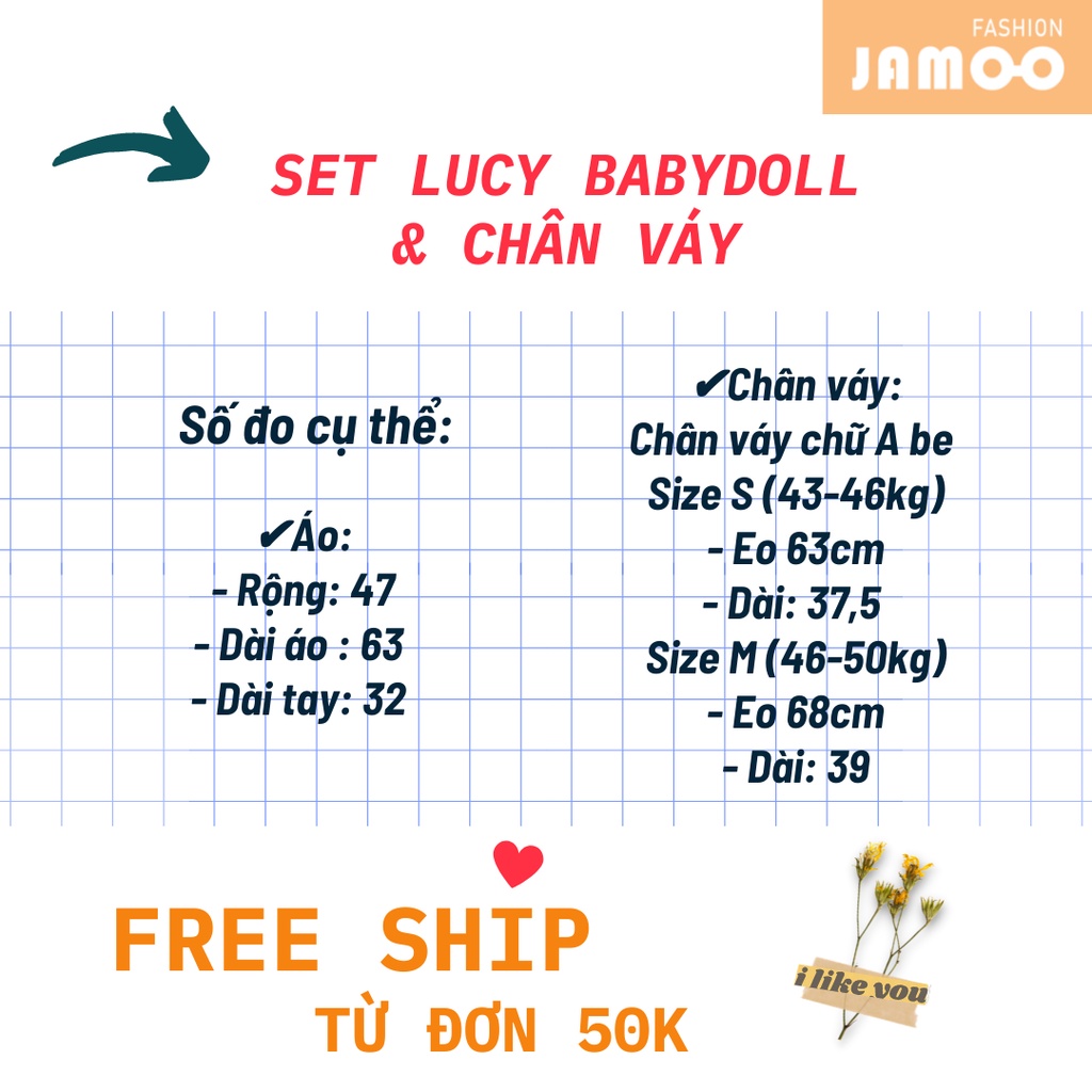 SET LUCY BABYDOLL + CHÂN VÁY. SET VÁY JAMOO (ảnh thật/sẵn)