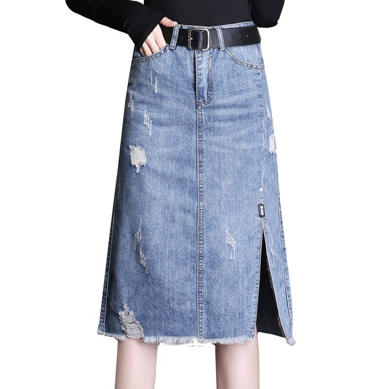 Chân váy denim lưng cao thiết kế xẻ cá tính | BigBuy360 - bigbuy360.vn
