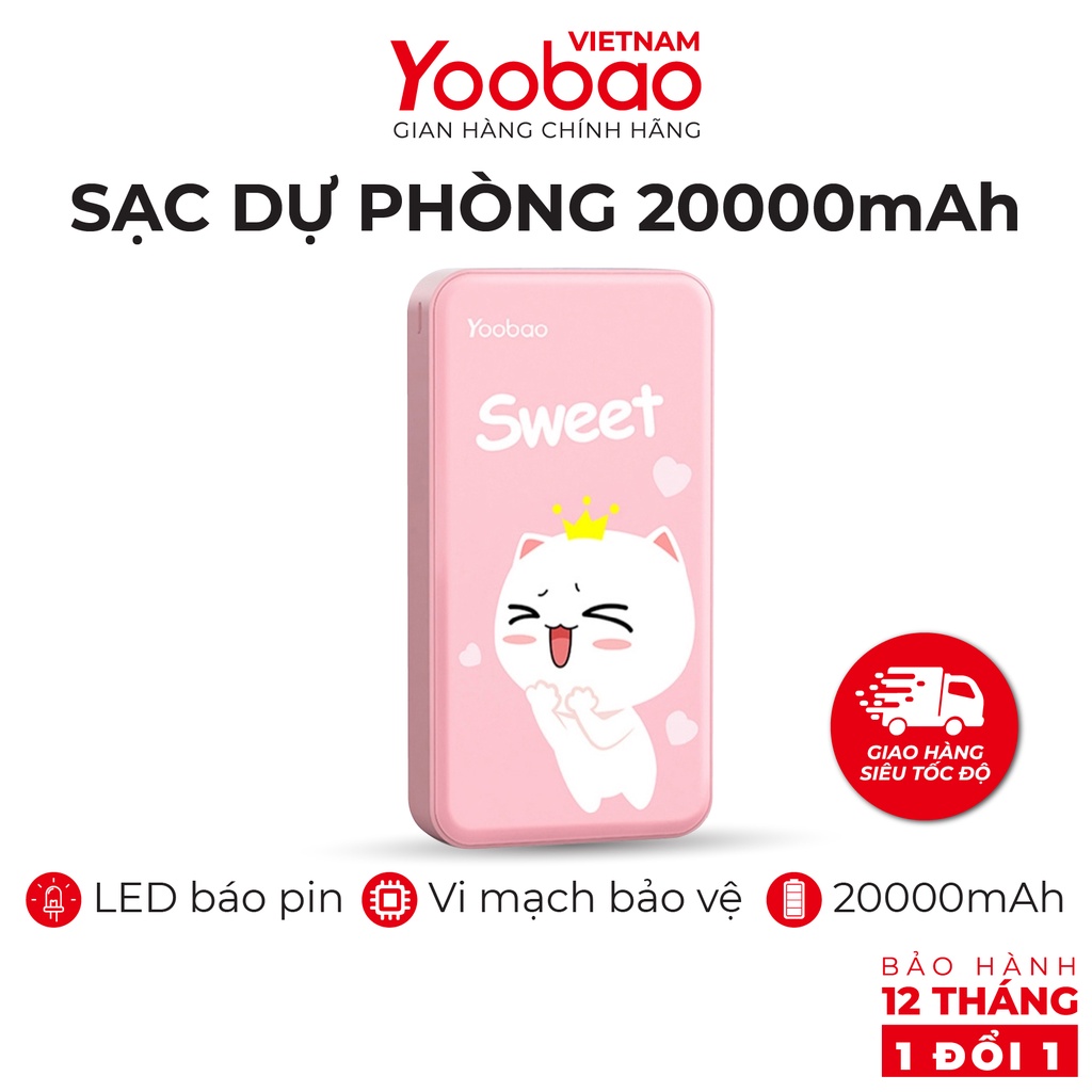 Sạc dự phòng Yoobao S8 PLUS 20000mAh - Tặng kèm túi đựng pin - Hàng phân phối chính hãng