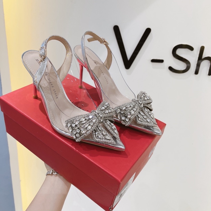 Giầy và sandal cao gót nơ đá