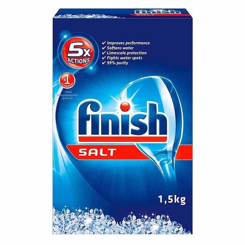 Muối Finish 1,5kg dùng cho máy rửa bát (hàng chính hãng, có tem nhập khẩu)