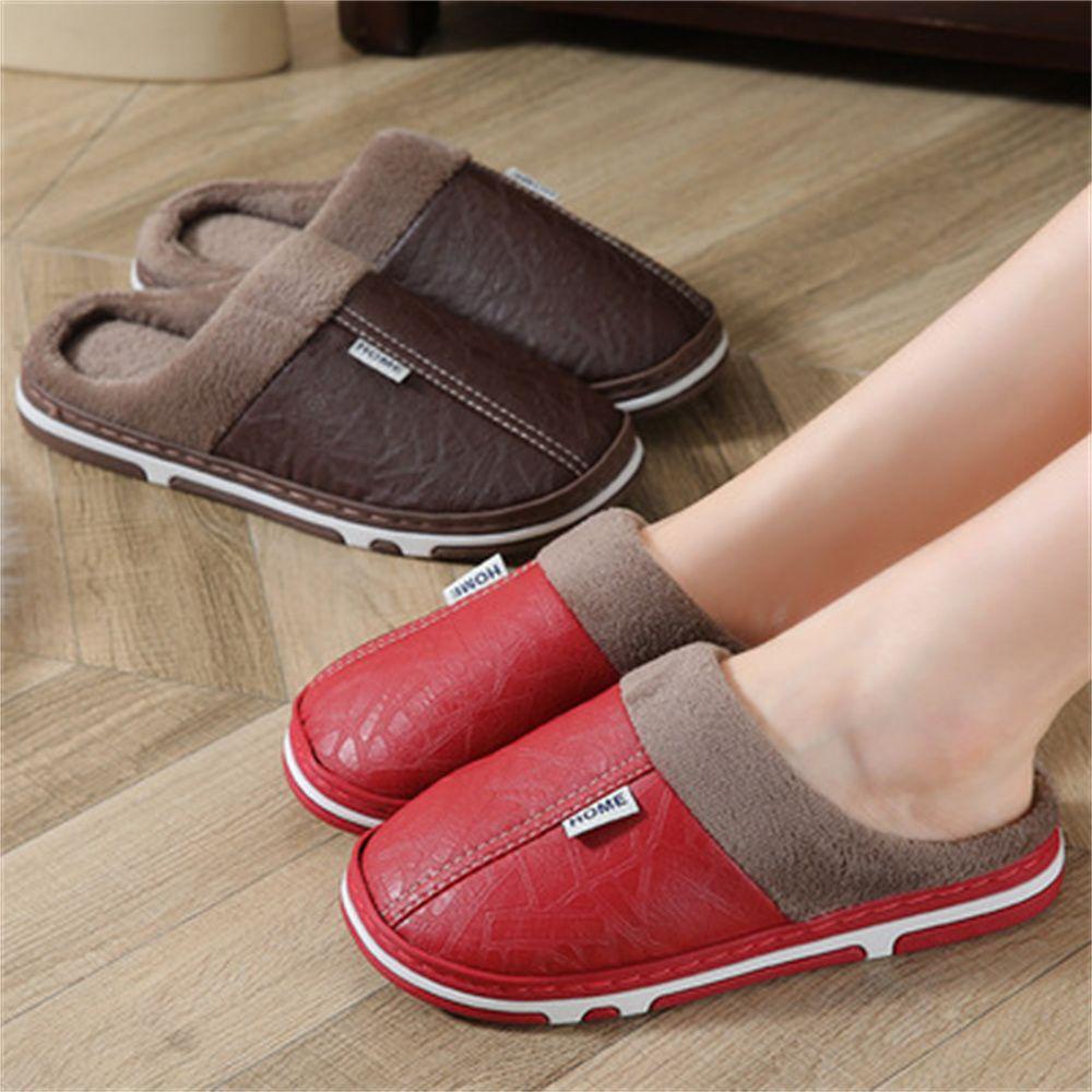 .Dép Đi Trong Nhà Đế Bằng Phối Lông Nhung Chất Liệu Da PU