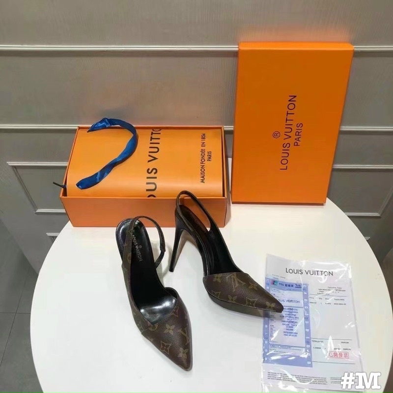 Sandal cao gót L v khoét eo qccc 10p fullbox