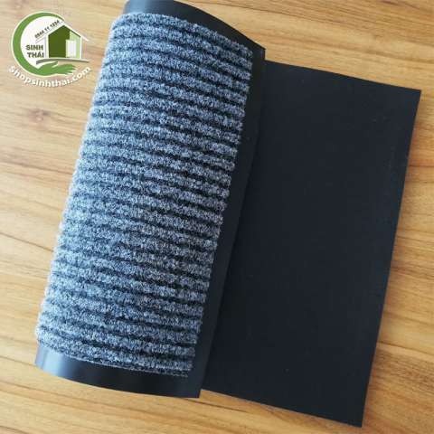 Thảm chùi chân đế cao su cao cấp màu xám 40cm x 60cm