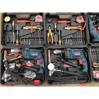 Bộ máy khoan BOSH 13re động lực cầm tay SET 100 chi tiết phụ kiện đầy đủ dùng để khoan bê tông,khoan sắt,khoan gỗ, nhựa,