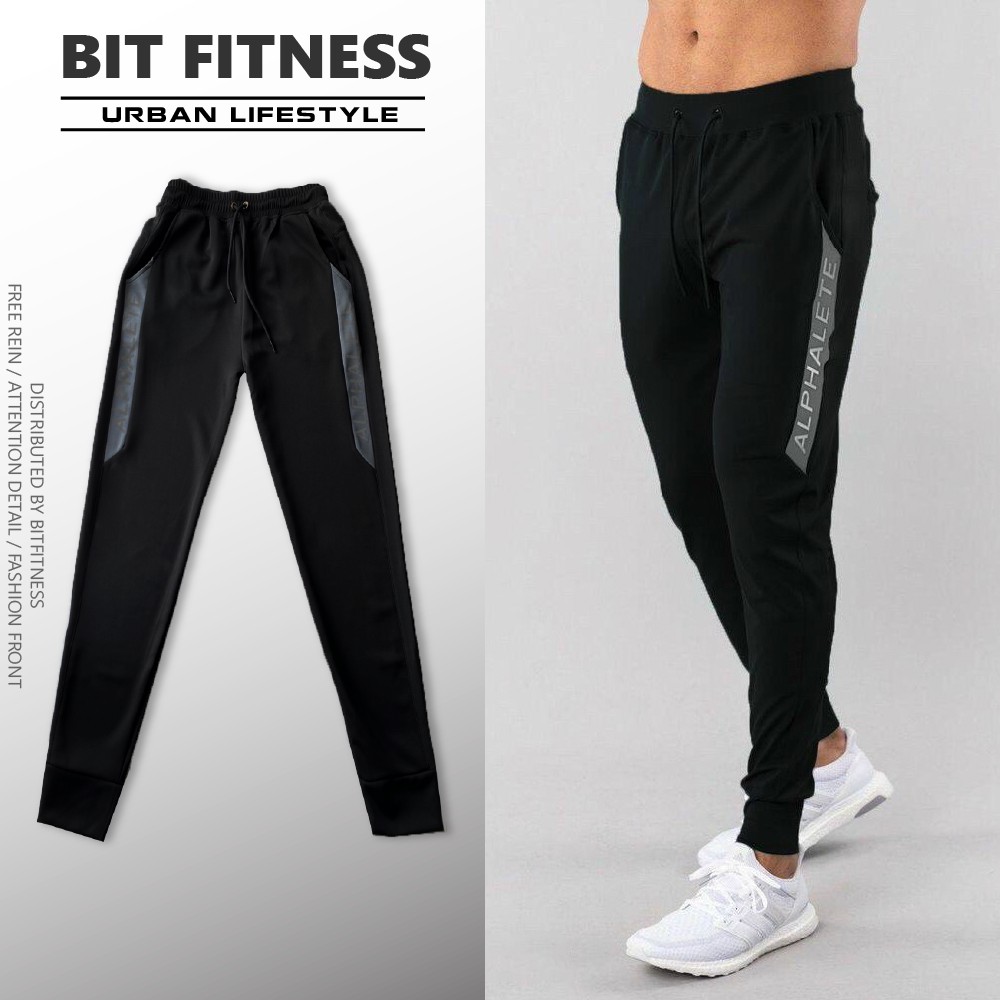 Quần Tập Gym Nam – Quần Jogger Gym ALPHALETE vải poly 2 da cao cấp, logo phản quang - BiT Fitness JG.ALP.PQ