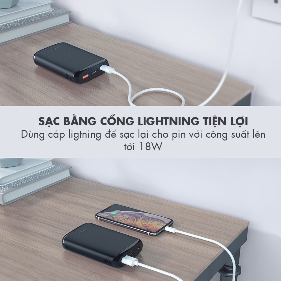 Pin sạc dự phòng AUKEY PB-Y22 Sạc Nhanh Quick Charge 3.0 Kèm Cổng Type C PD 18W - Hàng Chính Hãng