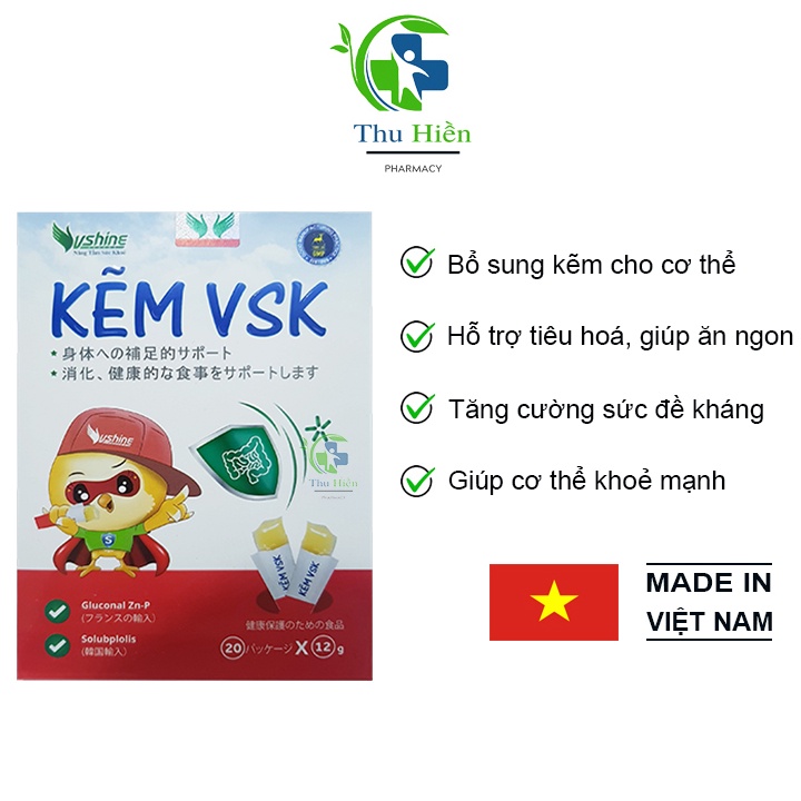 Kẽm cho bé biếng ăn VSK dạng thạch hỗ trợ tiêu hoá, giúp ăn ngon tăng sức đề kháng