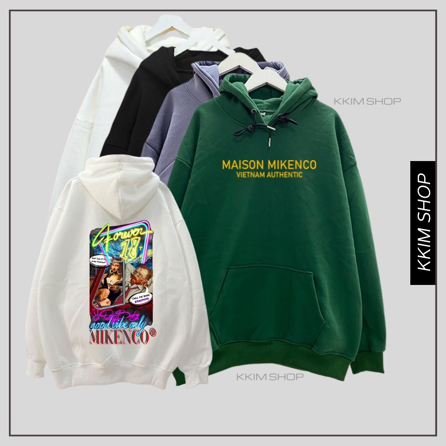 Áo Nỉ HOODIE MIKENCO AR TECHNOLOGY, Áo hoodie XANH LÁ unisex nam nữ form rộng oversize chất liệu Nỉ bông cao cấp