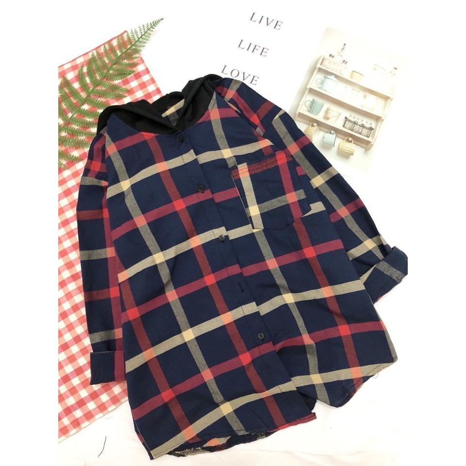 Mẫu Mới - Áo khoác Caro WHite kèm nón đen | BigBuy360 - bigbuy360.vn