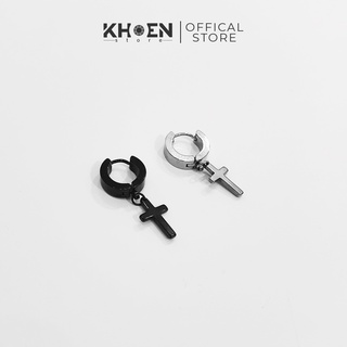 (1 Chiếc) Khuyên tai nam  Thánh giá tròn dày 8mm  Bông tai nam  Thép không rỉ