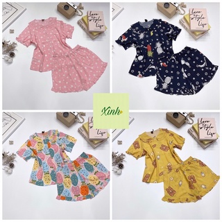 Pyjama Áo Cổ Sen Quần Ngắn Tole Lanh Hàng VNXK, Đồ Bộ Tole Nữ Mặc Nhà