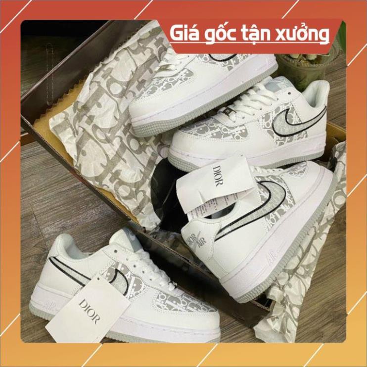 [FreeShip-Hàng Xịn Sale Sốc] giày AF1 Dior X trắng xám phản quang cao cấp, Giày Air Fore One thể thao nam nữ