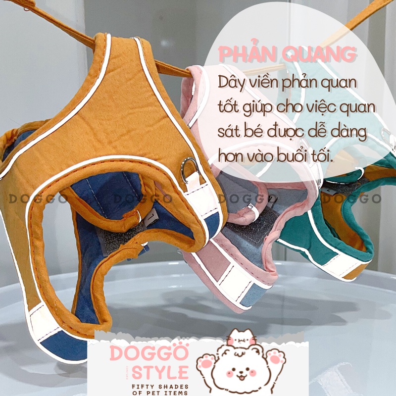 Dây Dắt Chó Mèo Đi Dạo Cao Cấp Dạng Yếm Khóa Dán Có Phản Quang Size Nhỏ Doggostyle - Yếm Dai Đai Thú Cưng