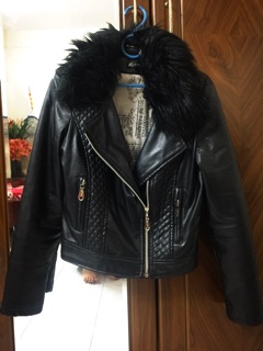 Áo da cổ lông sz M