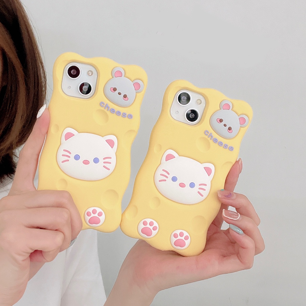 Ốp Điện Thoại Dẻo Họa Tiết Hoạt Hình Mèo / Chuột Dễ Thương Chống Rơi Cho iPhone 11 / 12 / 12PRO MAX / 13PRO MAX