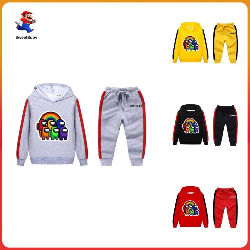 【Giảm giá năm mới】Bộ áo hoodie cotton dài tay + quần dài thời trang cho bé 2-14 tuổi