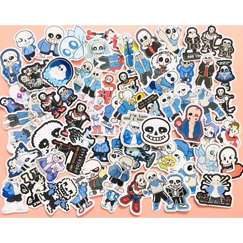 sét 40-60 sticker sans undertale cắt laze ép lụa khác nhau/ hình dán sans undertale