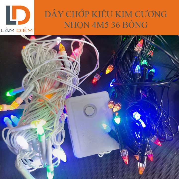 ĐÈN LED DÂY CHỚP TRANG TRÍ KIỂU KIM CƯƠNG NHỌN 4M5 36 BÓNG