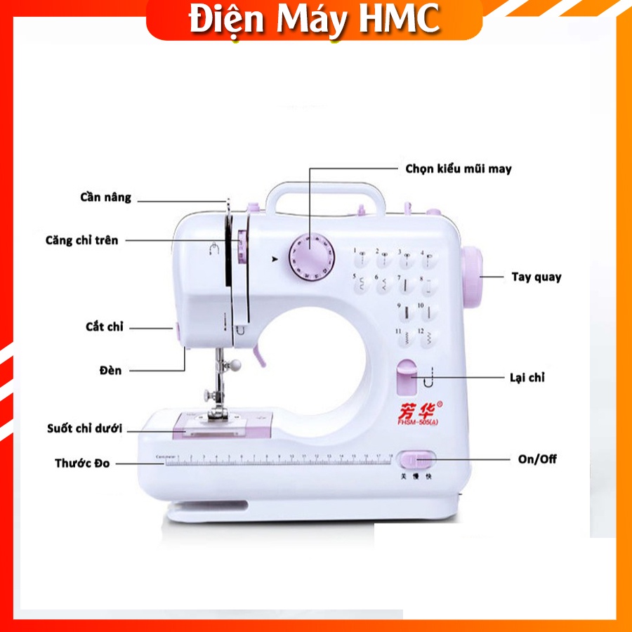 Máy May Mini Gia Đình UFR 705 [Sản Phẩm Tiêu Biểu] Máy Khâu Mini Gia Đình 12 Đường May, Có Vắt Sổ FAMAHA