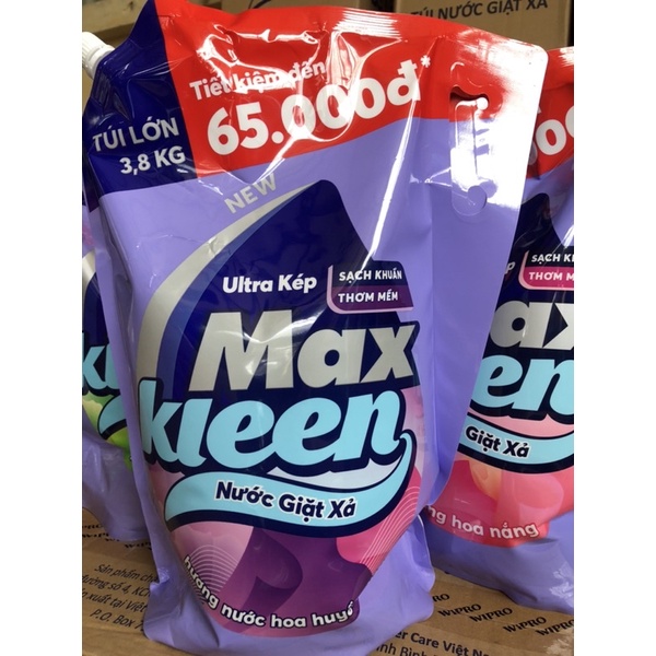 nước giặt max kleen hương hoa huyền diệu 3,8kg