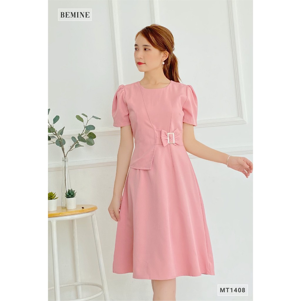 [Mã WABRWA15 giảm 15% đơn 300K] Đầm khoen nịch cổ tròn BEMINE MT1408HONG | BigBuy360 - bigbuy360.vn