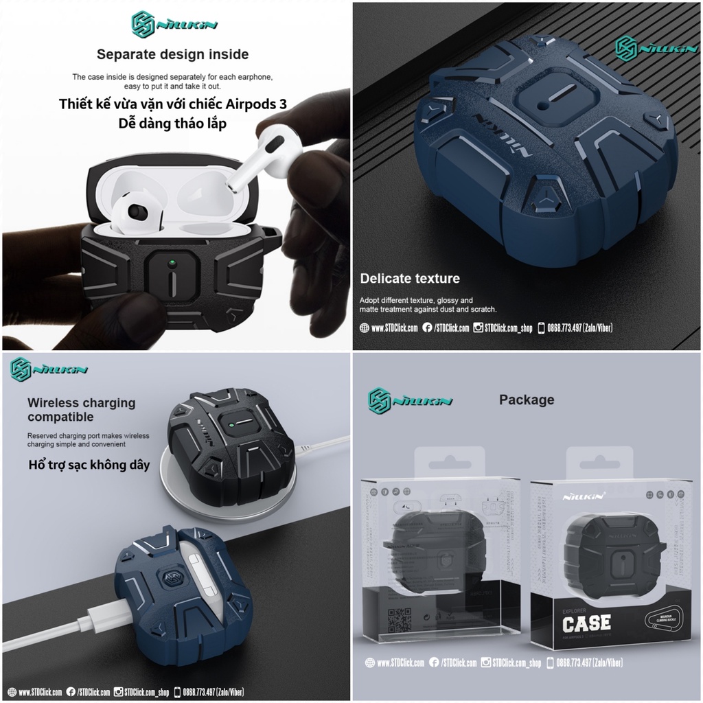 BAO SILICON CHỐNG SỐC AIRPODS 3 NILLKIN EXPLORER CHÍNH HÃNG
