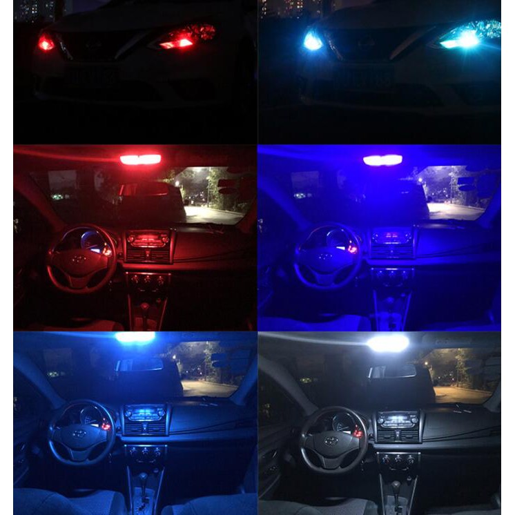 Bóng Đèn Led T10 5W Bằng Gốm Màu Đỏ/Vàng/Trắng/Xanh Dương/Xanh Lá Phù Hợp Cho Xe Hơi Và Xe Máy
